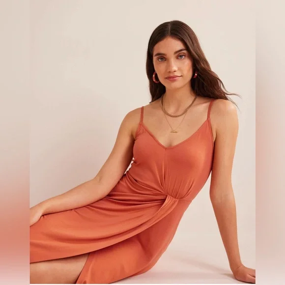 BODEN Gathered Jersey Midi Dress size 12R Kumquat Orange  
Style D0703-BGR - Picture 2 of 10